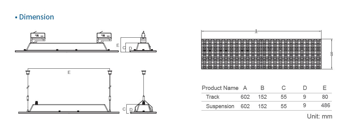 LED Track Panel Lights EU-DIMENSION